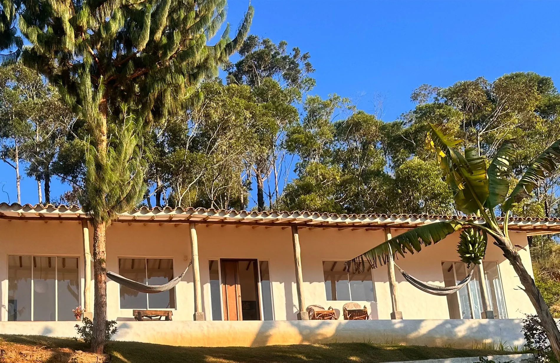Eco-Retreat Colombia - construction progress on the hillside site