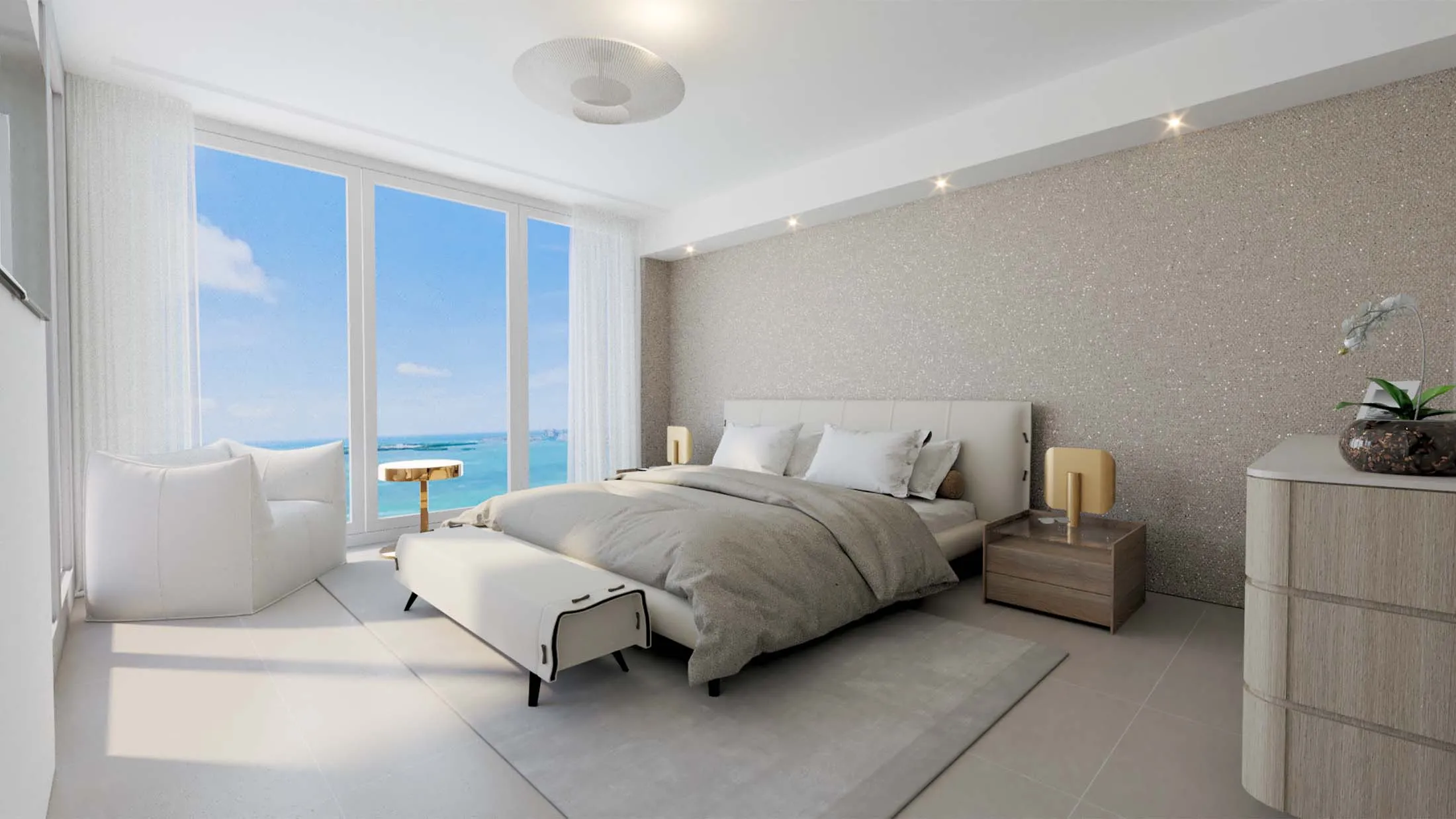 Rendering of the penthouse master bedroom