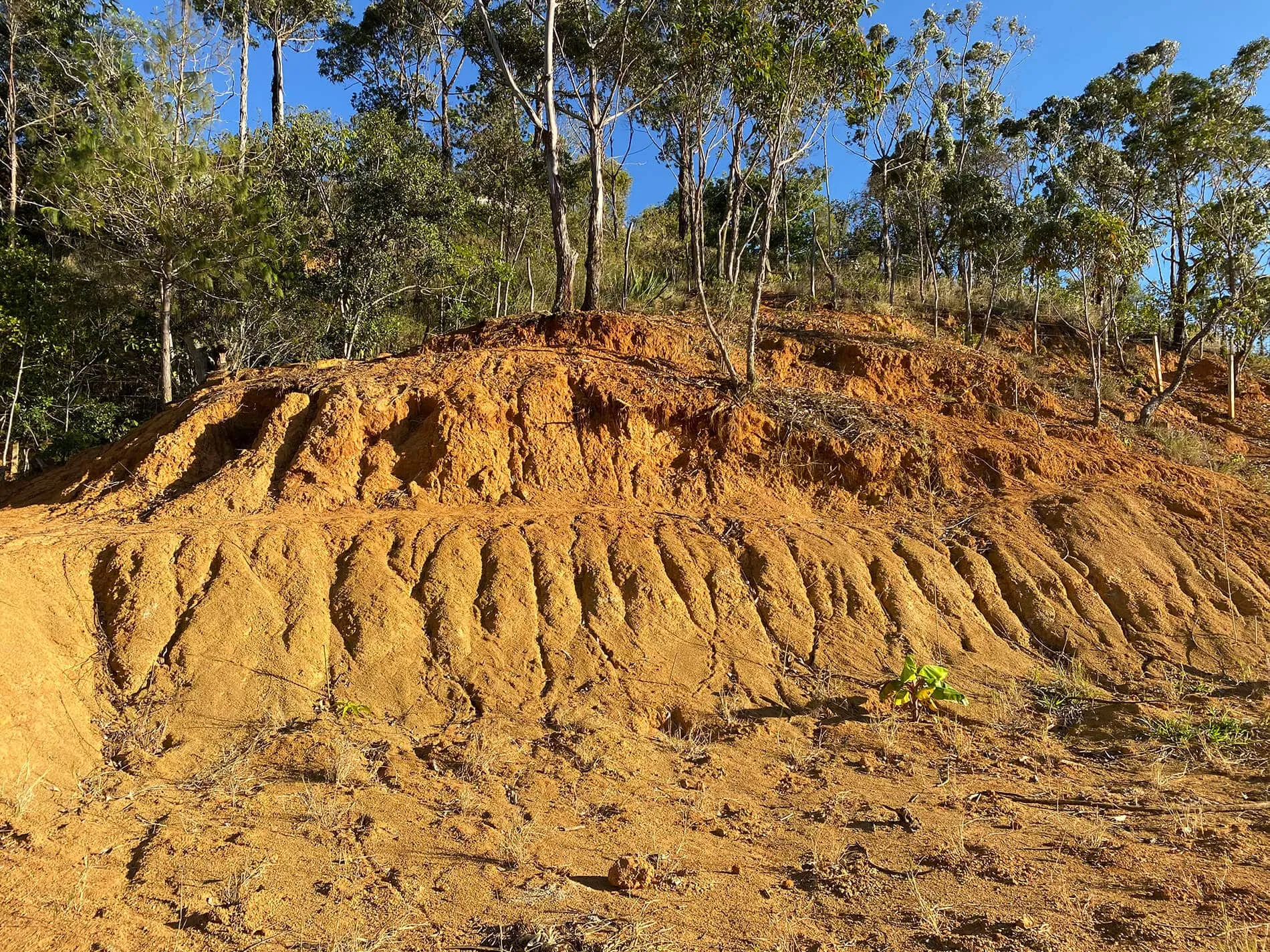 Eco-Retreat Colombia - the sloping terrain being excavated for the groundwork