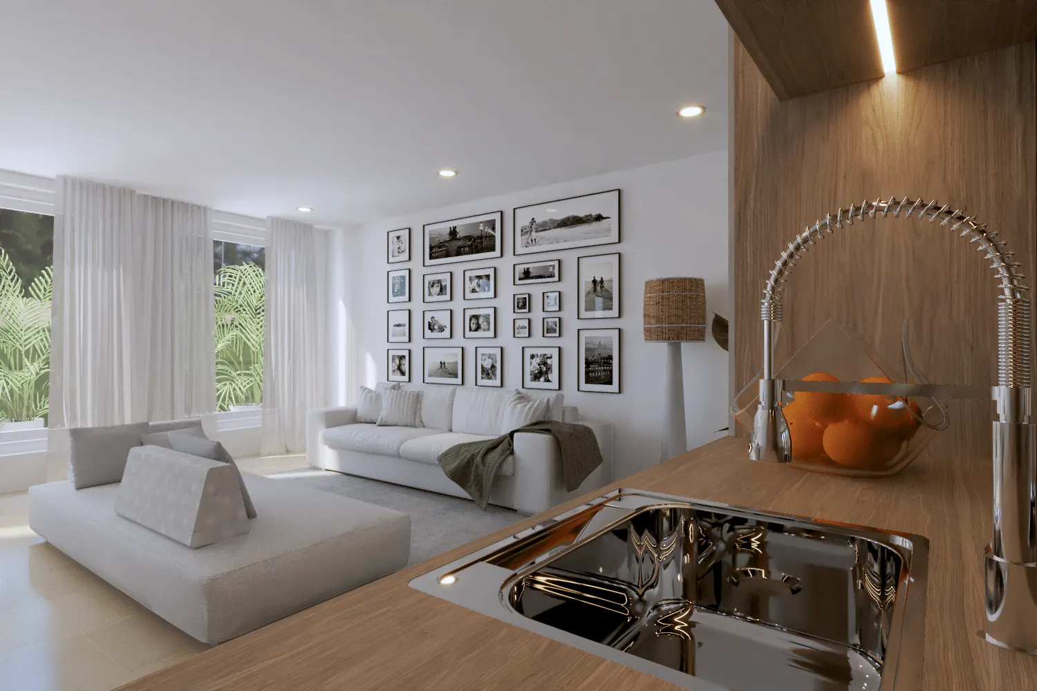 Rendering of the home bar area