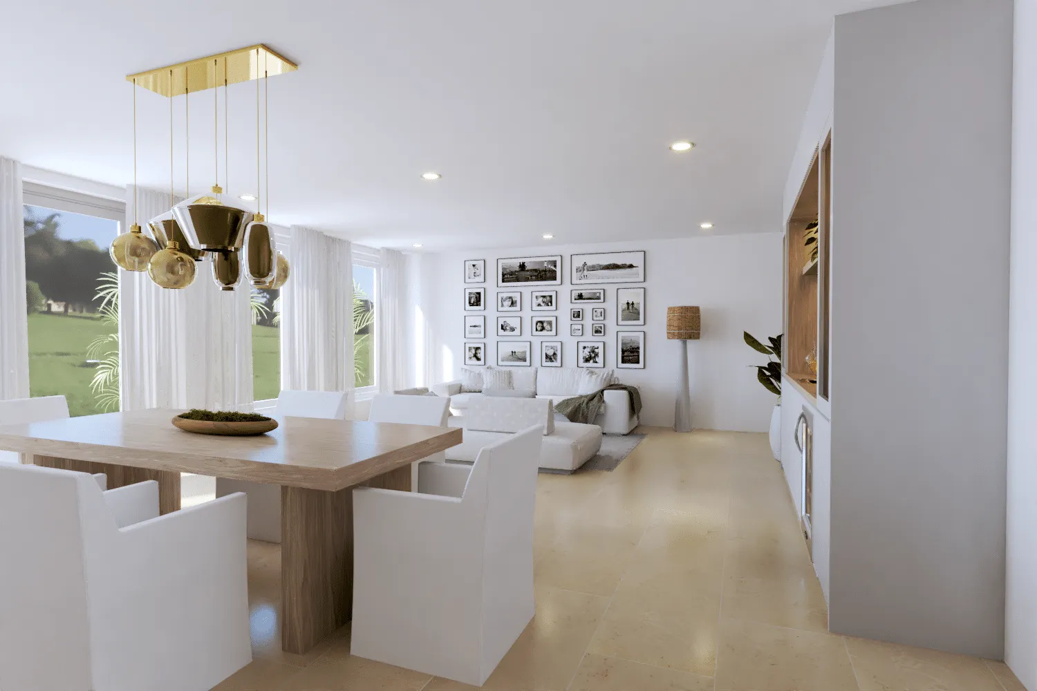 Rendering of the home bar with seating