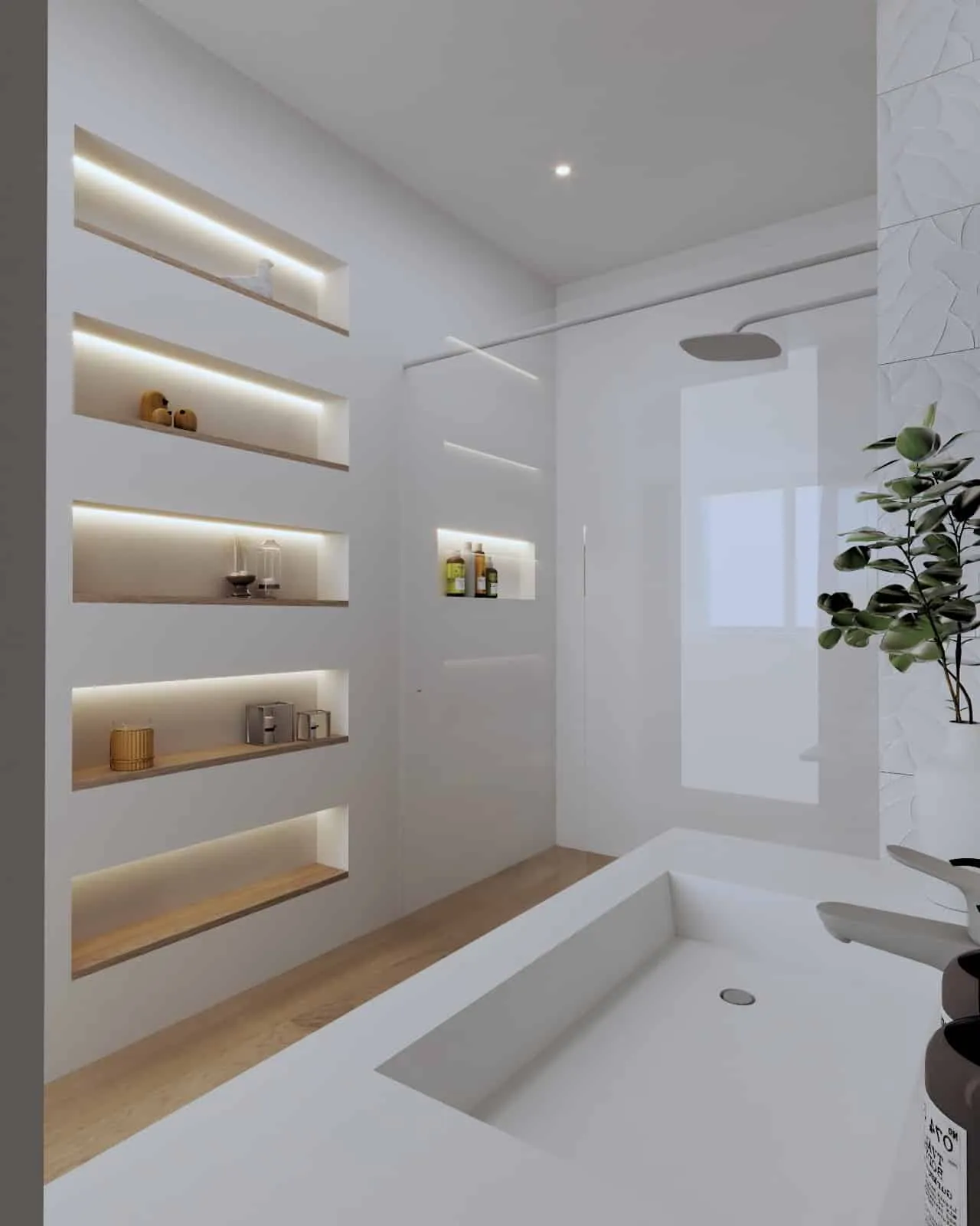 Rendering of the master bedroom with bay views