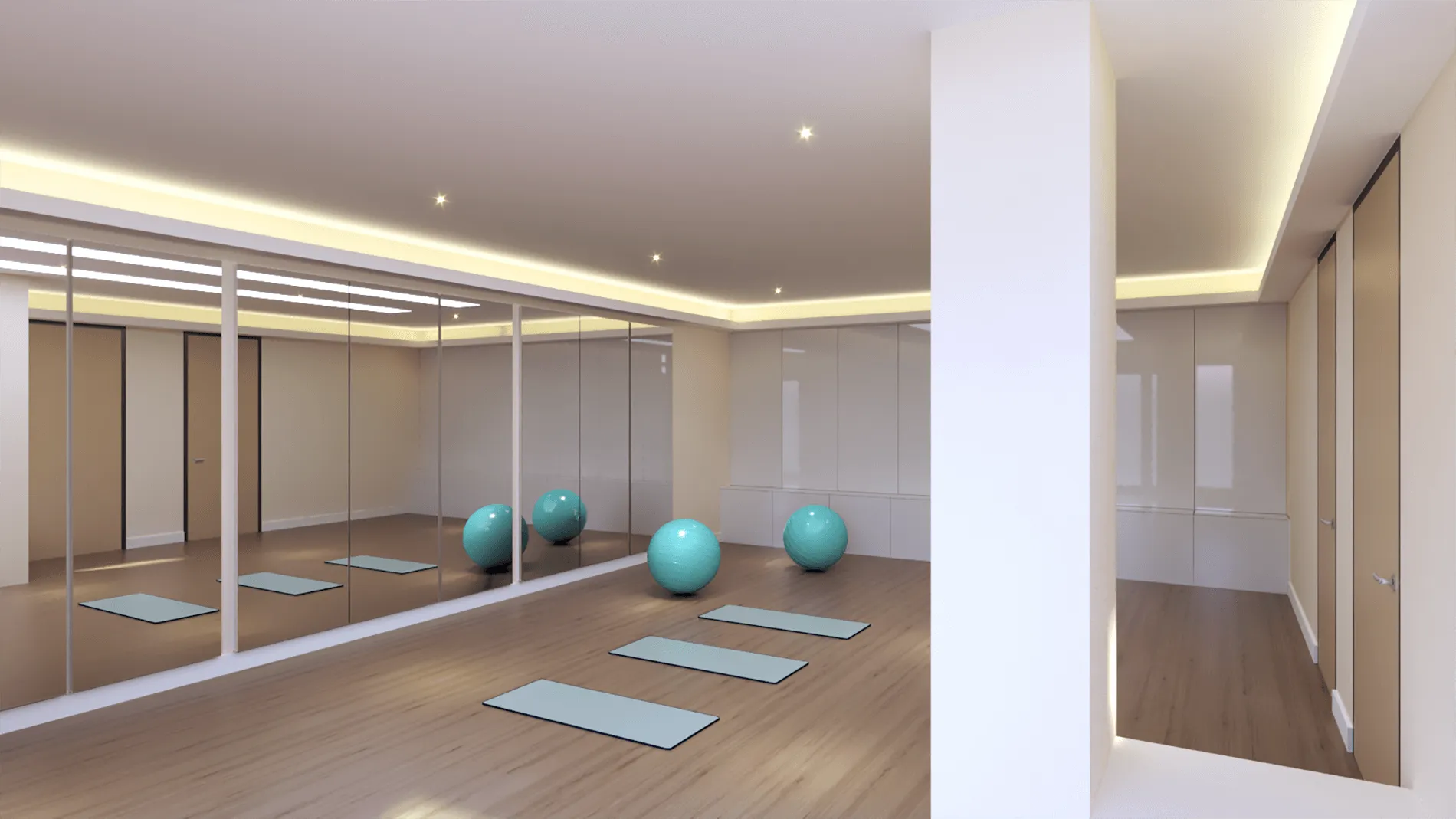 Wellness clinic exercise room, designed by Beatrice Leupold
