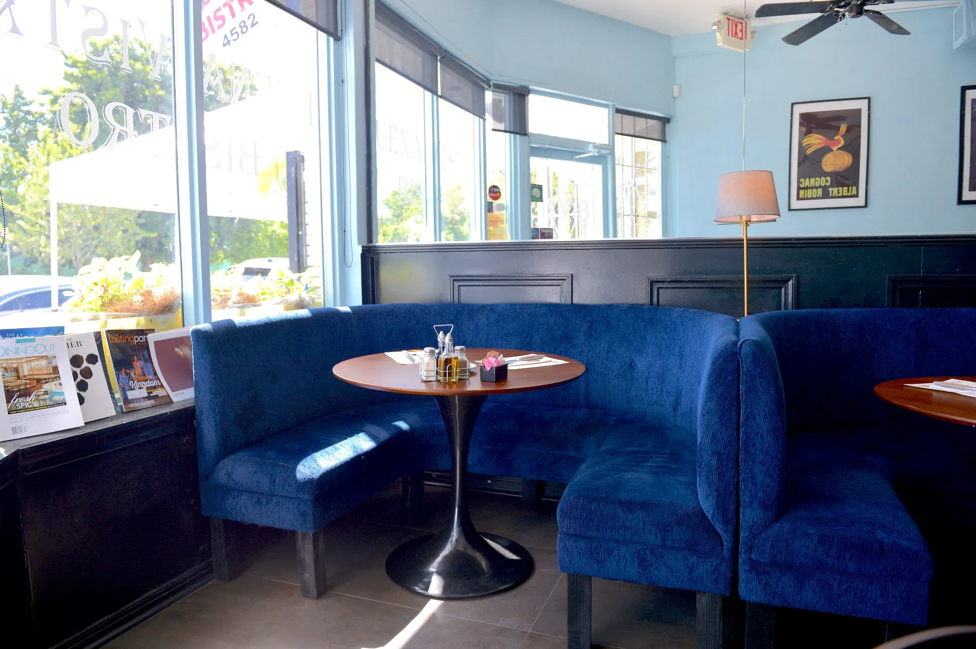 Buena Vista Bistro Restaurant - picture of the first booth next to the window, designed by Beatrice Leupold
