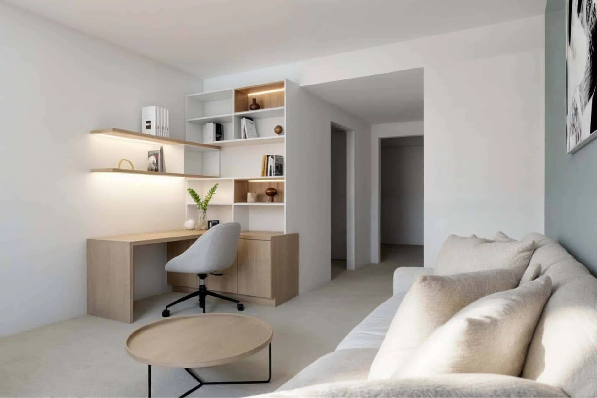 Rendering of the guest room of the Coral Gables apartment from another angle