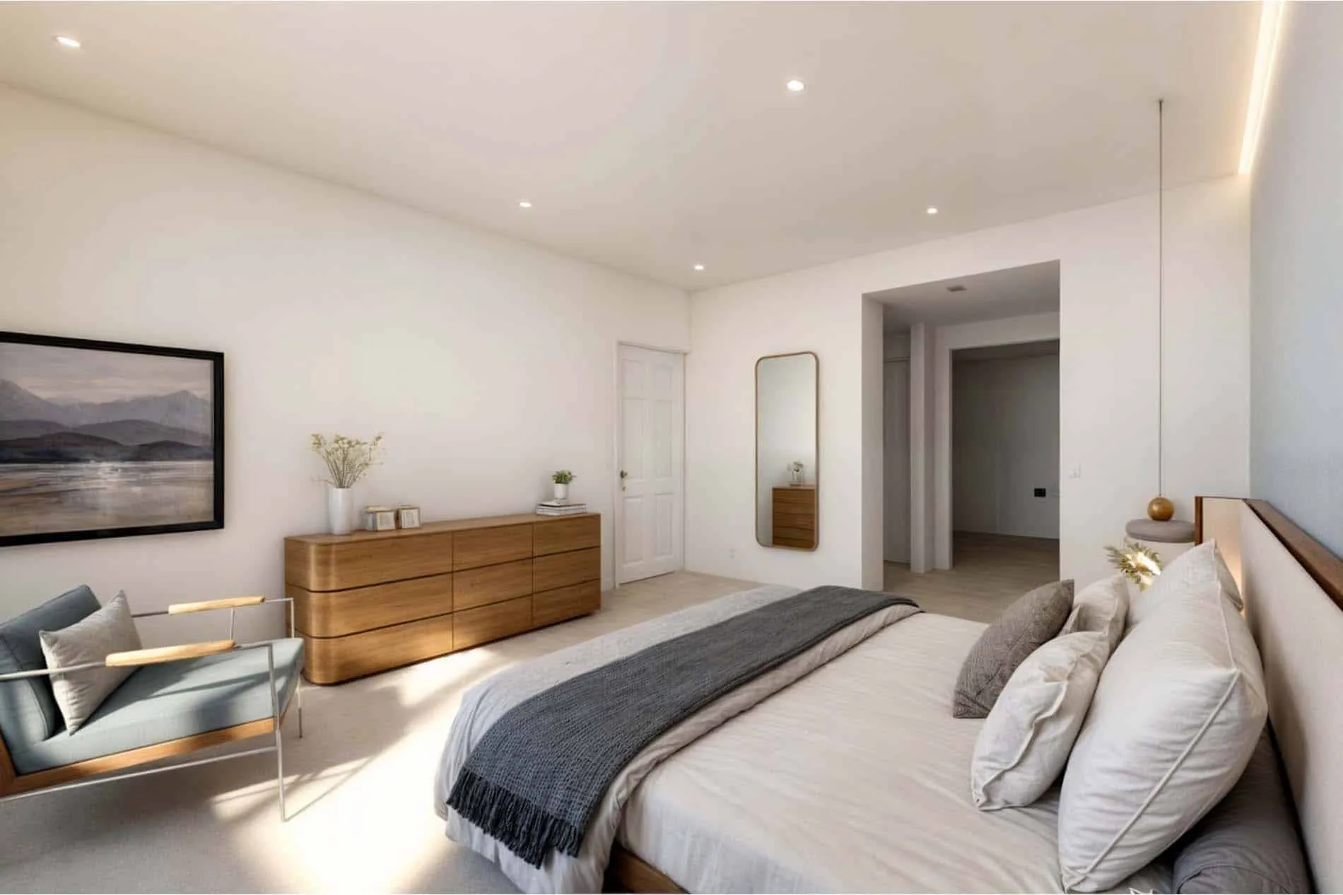 Rendering of the master bedroom of the Coral Gables apartment