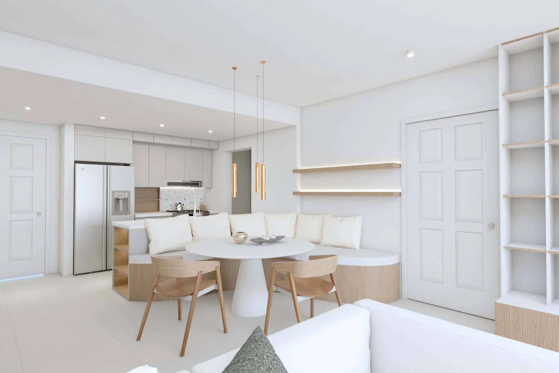 Rendering of the kitchen of the Coral Gables apartment from another angle