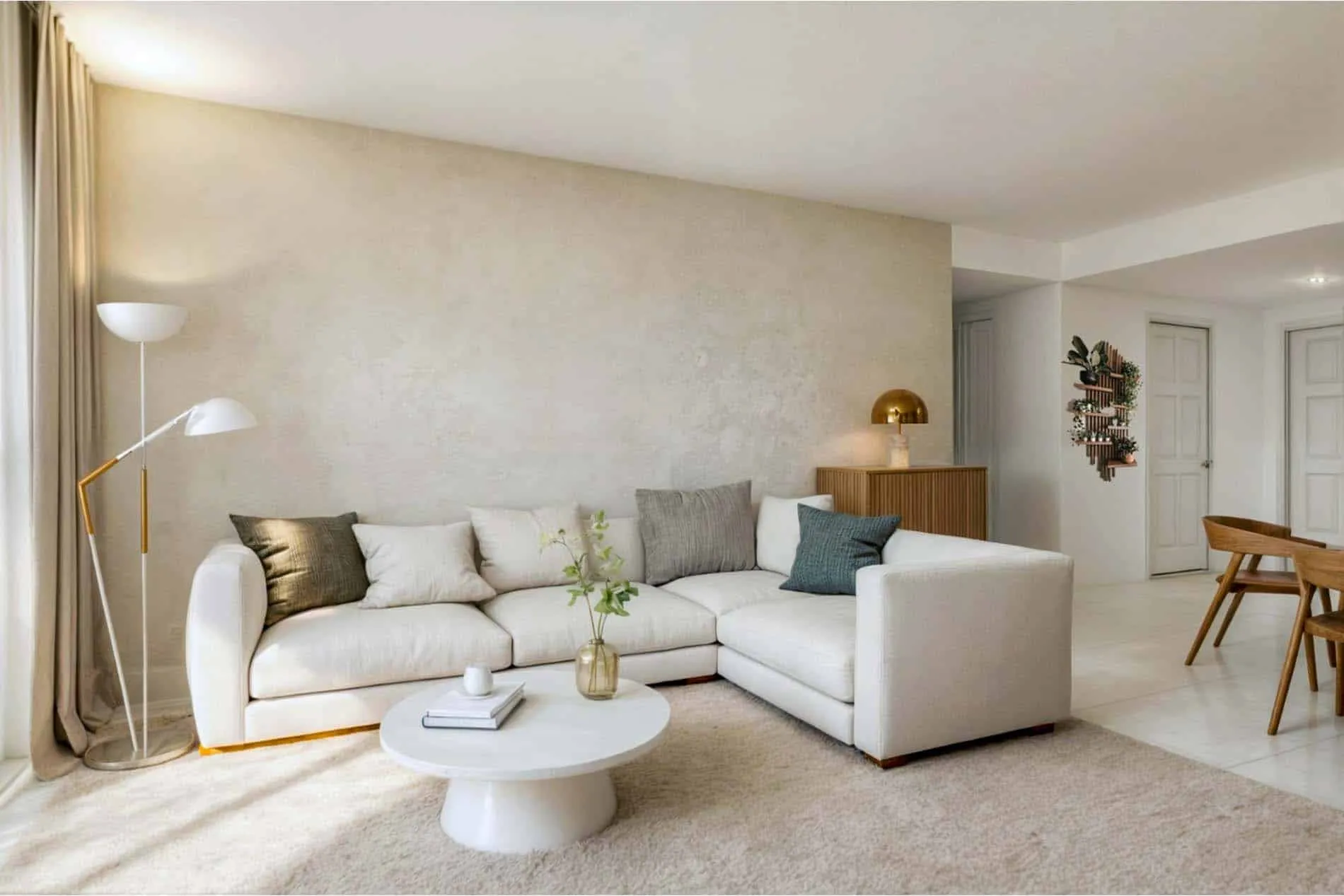 Rendering of the living room of the Coral Gables apartment