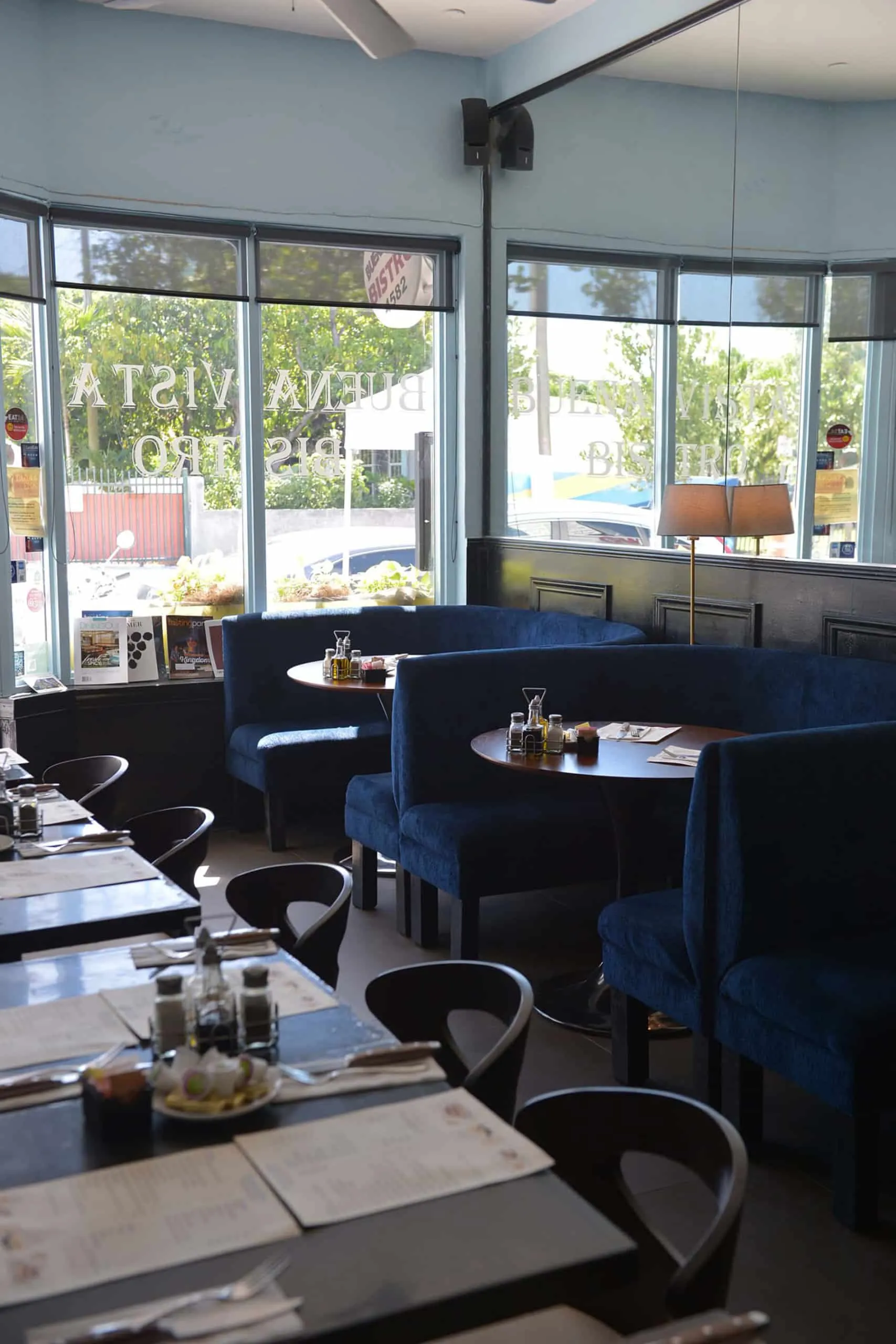 Buena Vista Bistro Restaurant - view of the outside from within the restaurant, designed by Beatrice Leupold